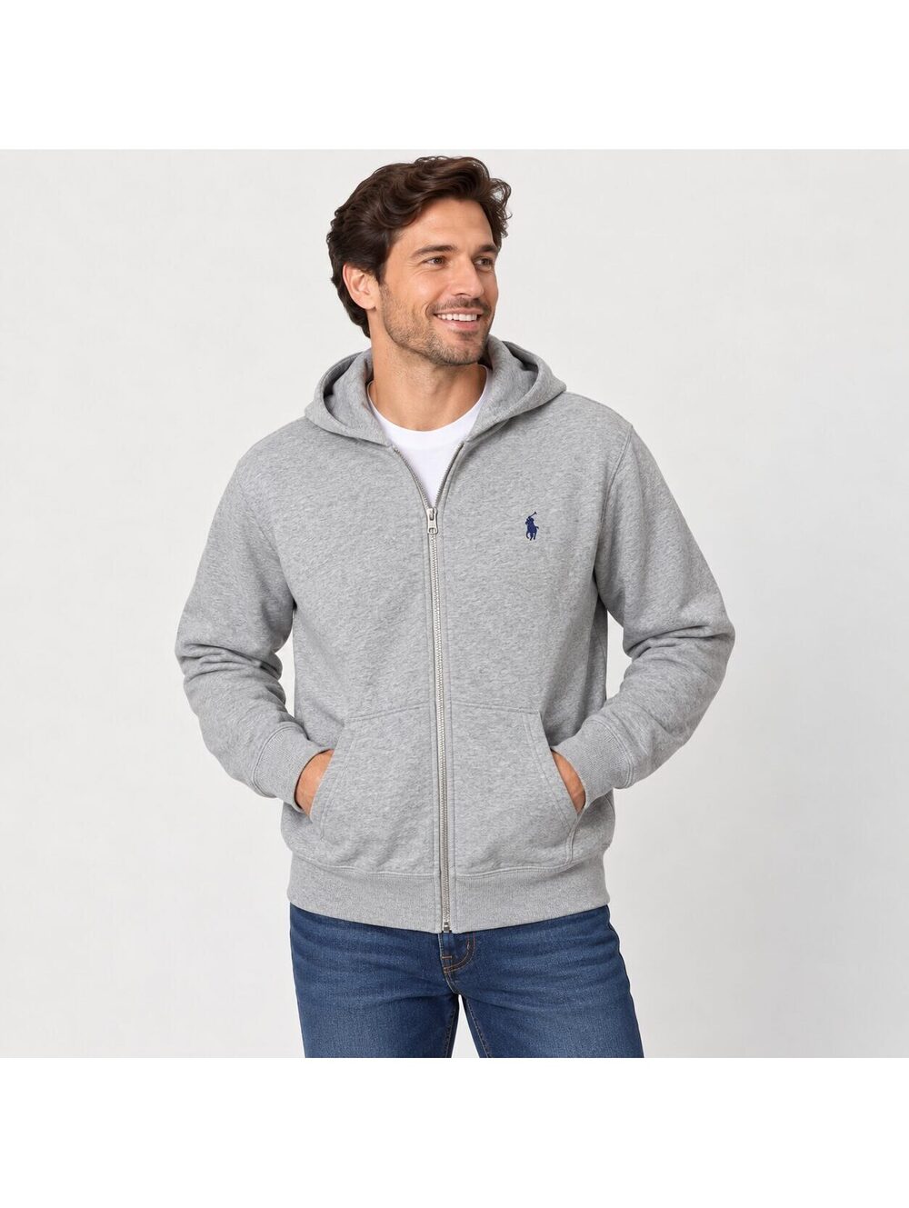 NWT Polo Ralph Lauren Men's Gray Fleece Full Zip Hoodie Sweatshirt Size S